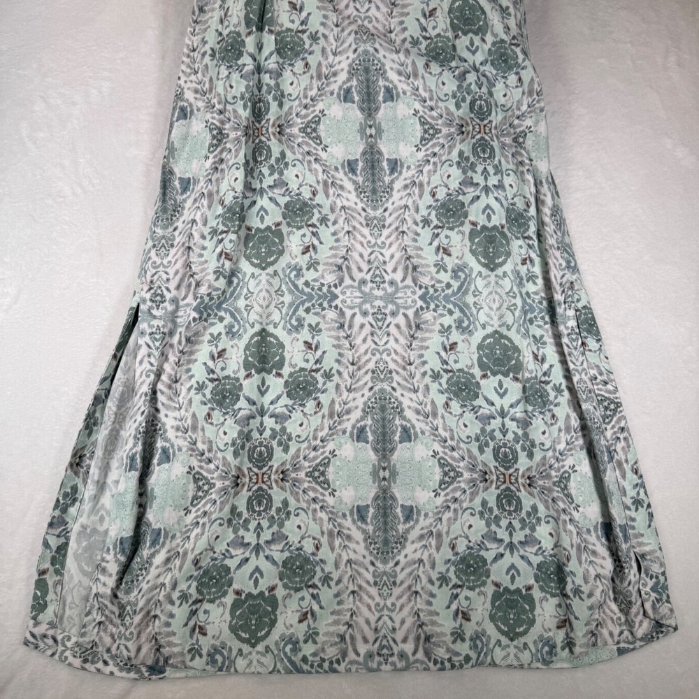 Soft Surroundings Maxi Dress Womens L Green Paisley Beaded Boho 2FV07 Resortwear - Picture 4 of 11